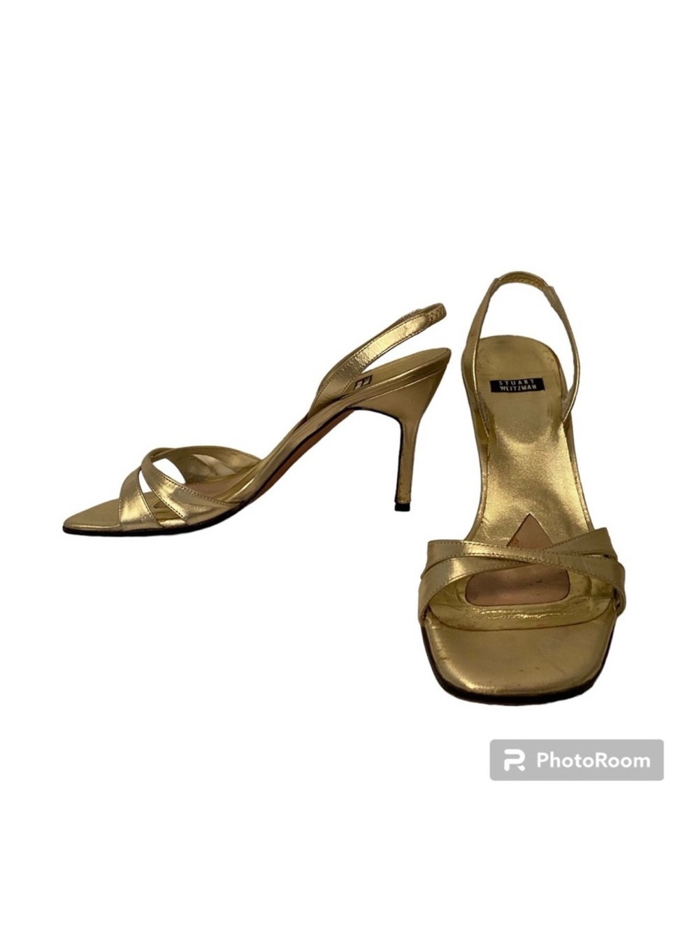 STUART WEITZMAN SHOES HEELS SANDALS GOLD METALLIC LEATHER SIZE 7.5 B